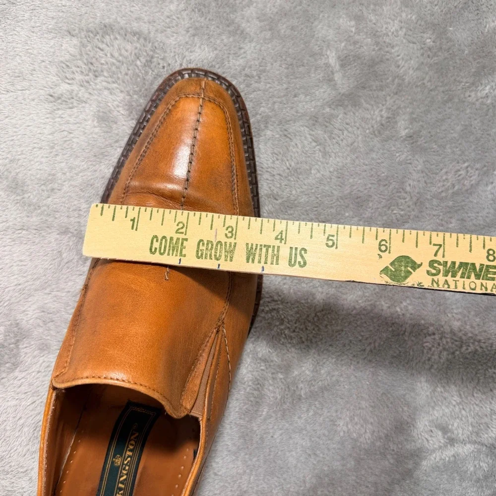 Kingston Loafers Mens Tan Leather Square Toe Slip On Made in Spain 41 Shoes